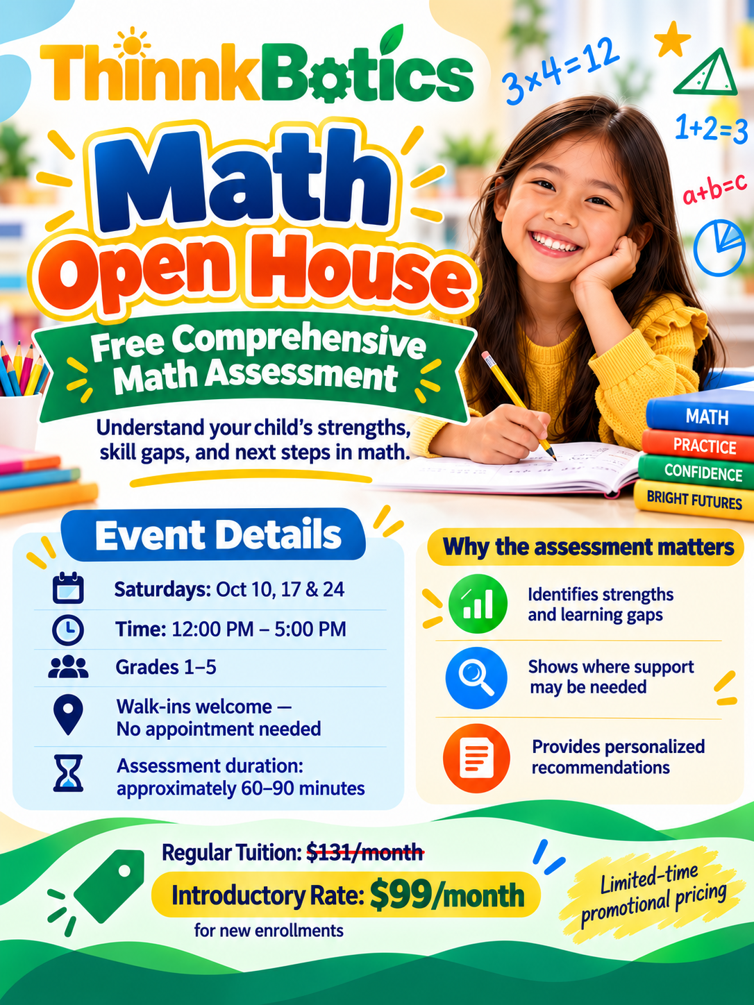 Free Math Assessment Open House for Grades 1 - 5 at ThinnkBotics Prosper, Texas